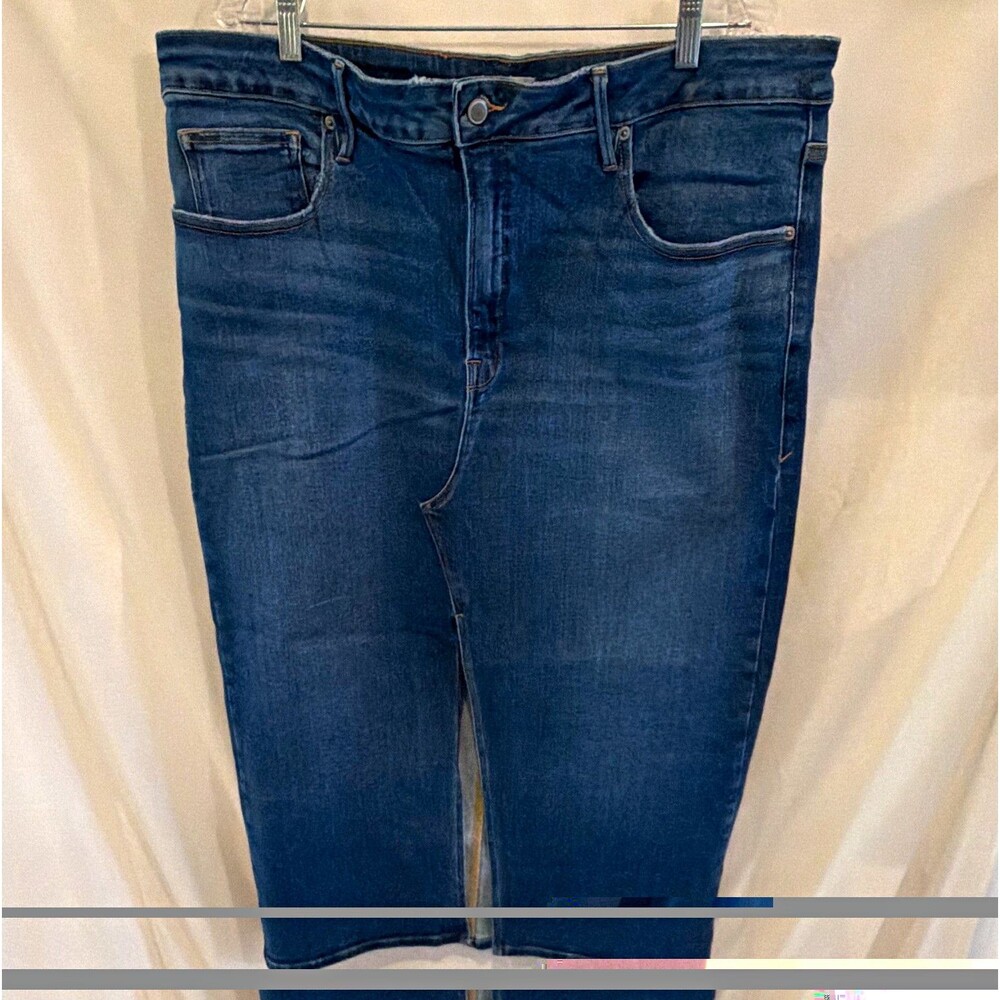 Good American Blue Denim Maxi Skirt Size 22 Plus Size Curve-Hugging Slit
